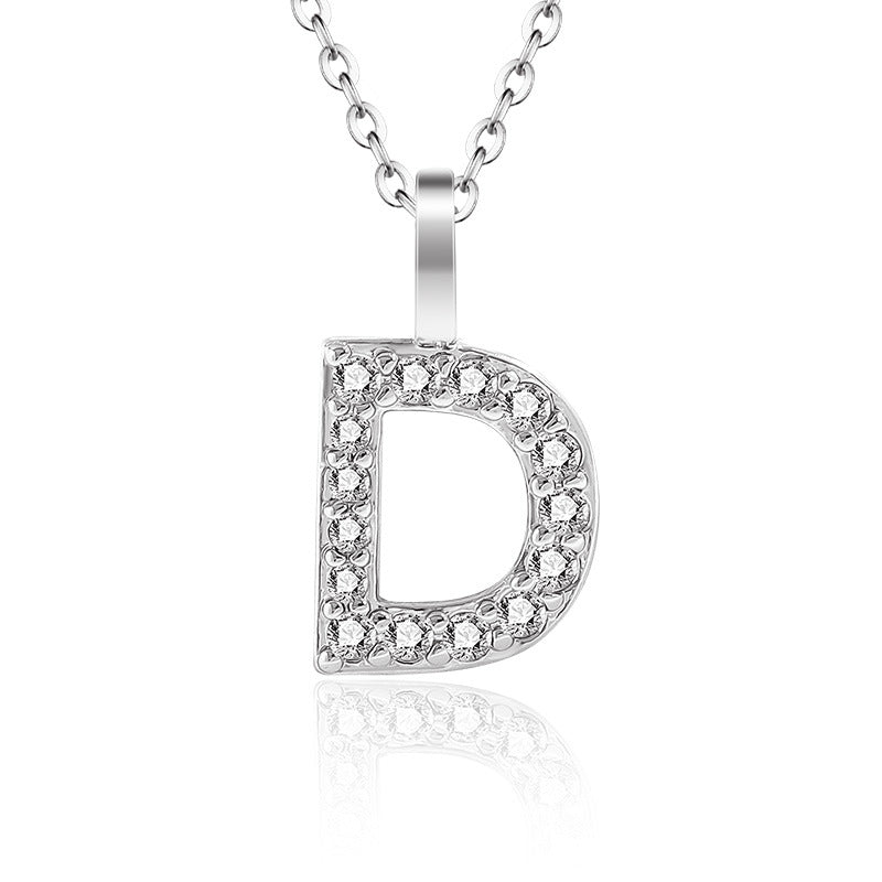 Diamond Inlaid Zircon English Letter Female Pendants