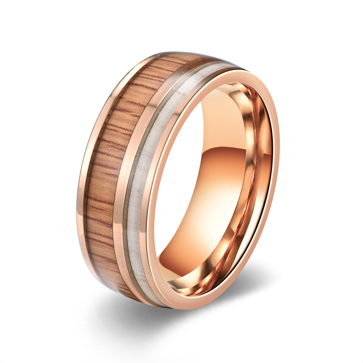 Men's Acacia Titanium Steel Fashion Personality Wood Rings