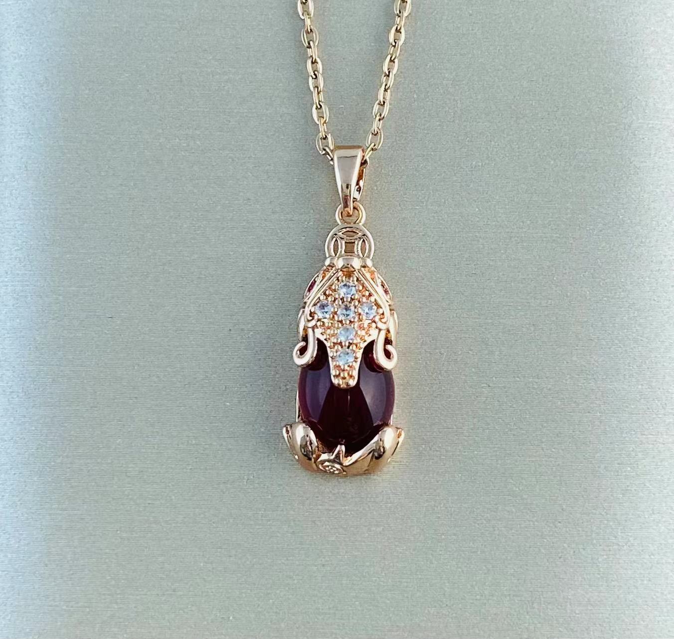 Women's Real Gold Plating Opal Fox Clover Pendants