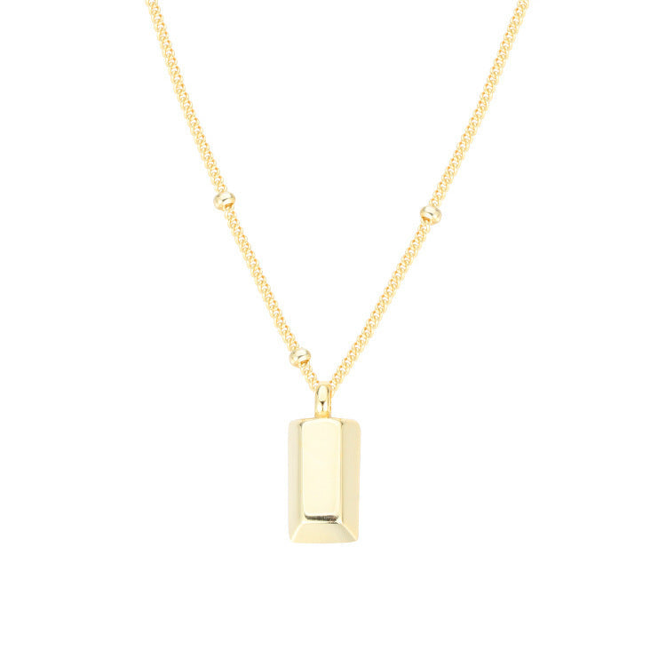 Long Block Female Niche Clavicle Chain Partition Bead Necklace