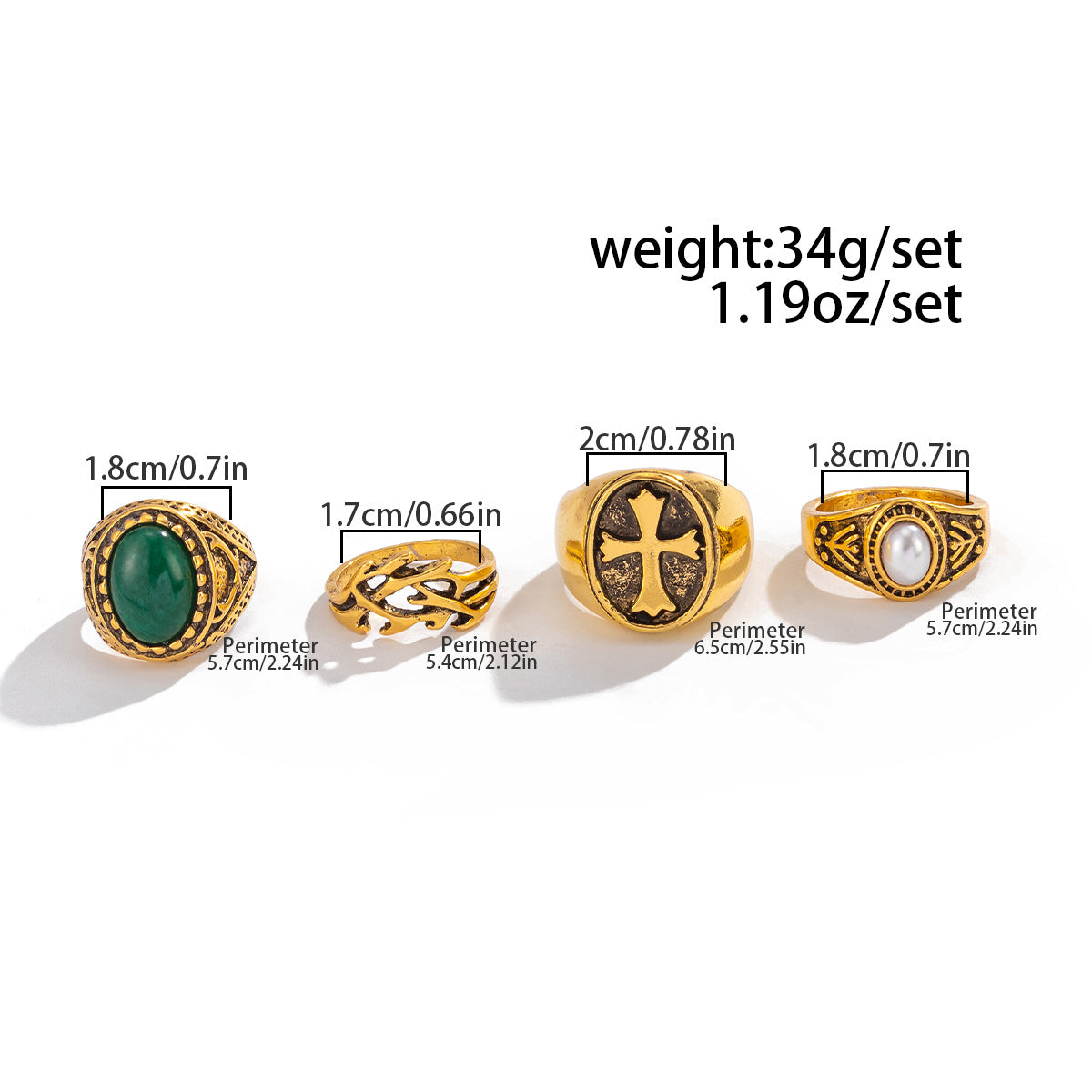 Men's Hip Hop Niche Cross Pearl Gem Ring