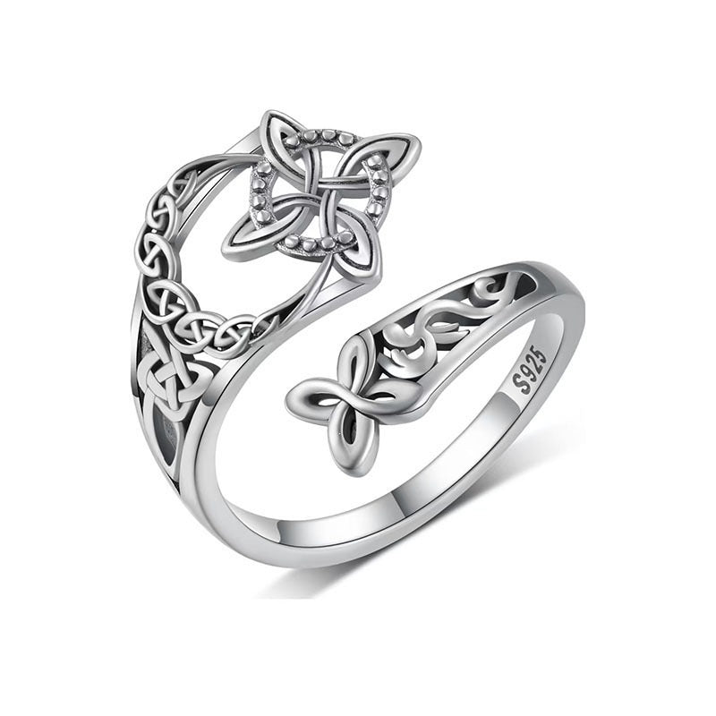 Women's Celtic Vintage Geometric Cross Hollow For Personality Pattern Ring