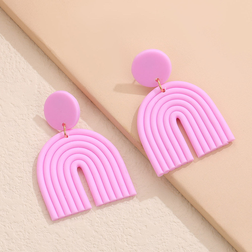 Bohemian Polymer Clay Handmade Rainbow Eardrop Stud Earrings