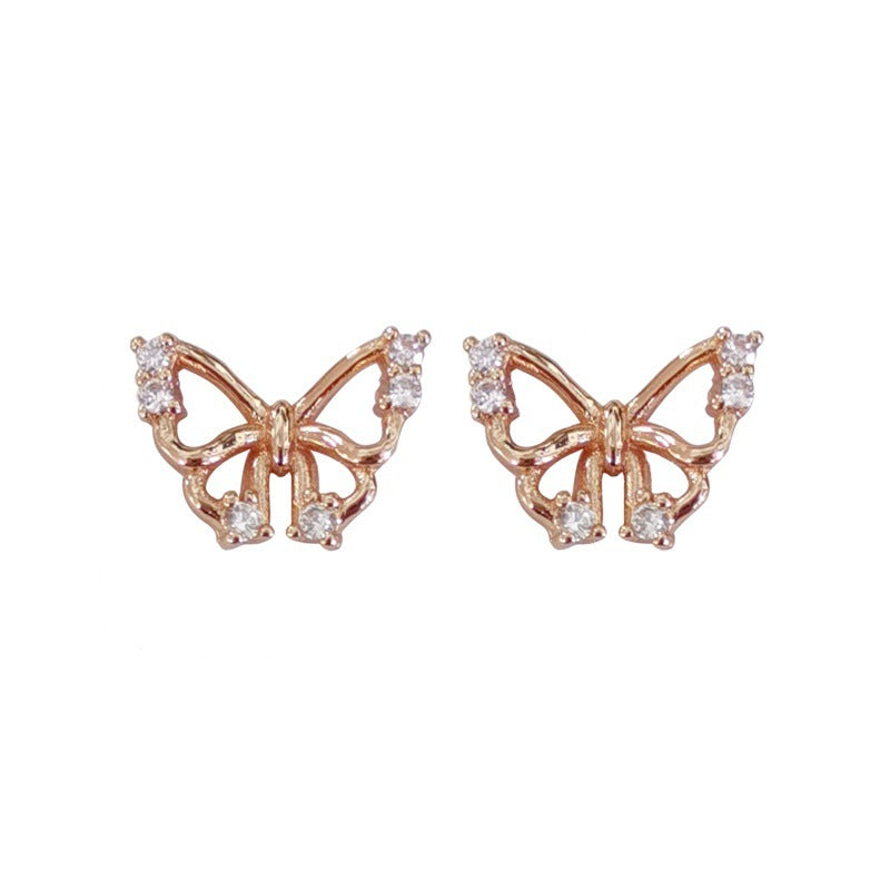 Women's Diamond Studded Hollow Butterfly Summer Small Simple Frosty Rings