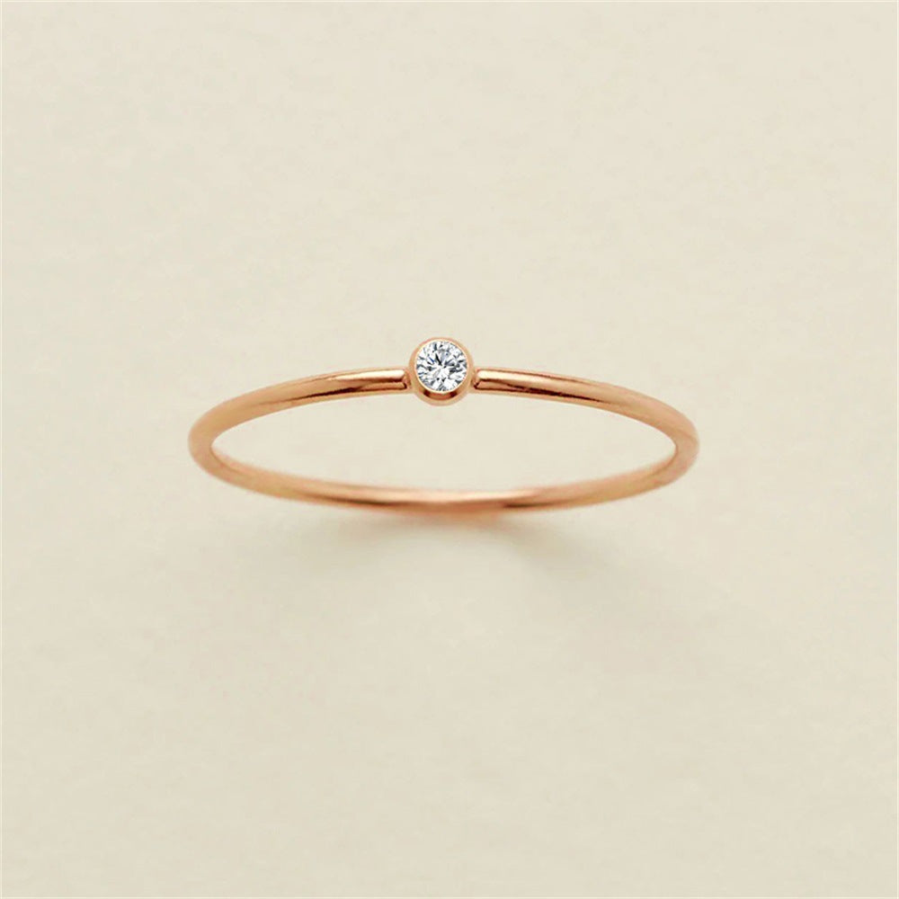 Women's Stainless Steel Simple Niche Zircon Rings