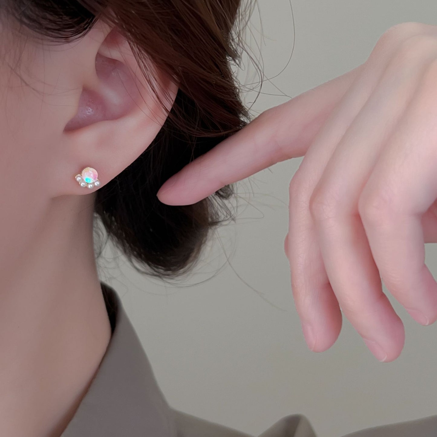 Needle Simple Temperament Kitten's Paw Pearl Female Trendy Cute Stud Earrings