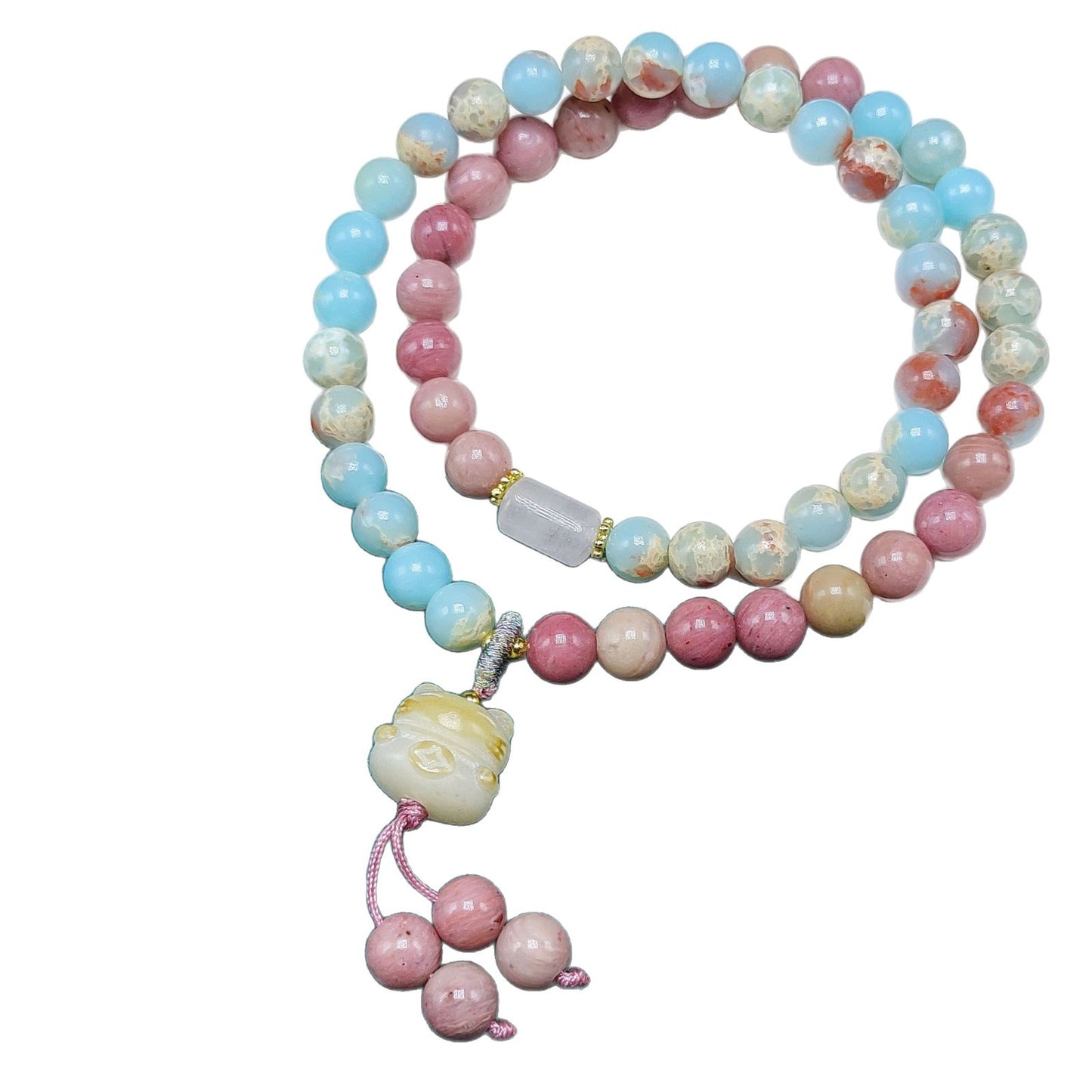 Circle Natural Stone Red Match Pink Bracelet