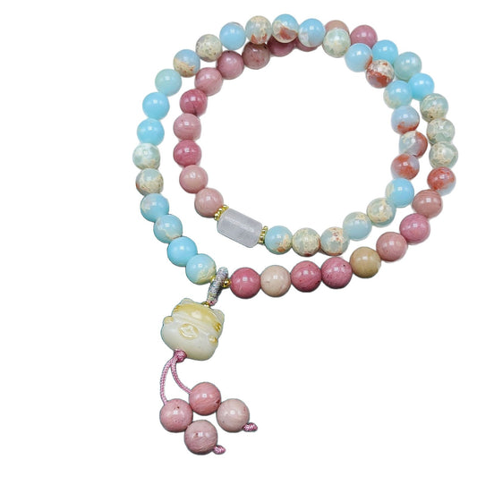 Circle Natural Stone Red Match Pink Bracelet