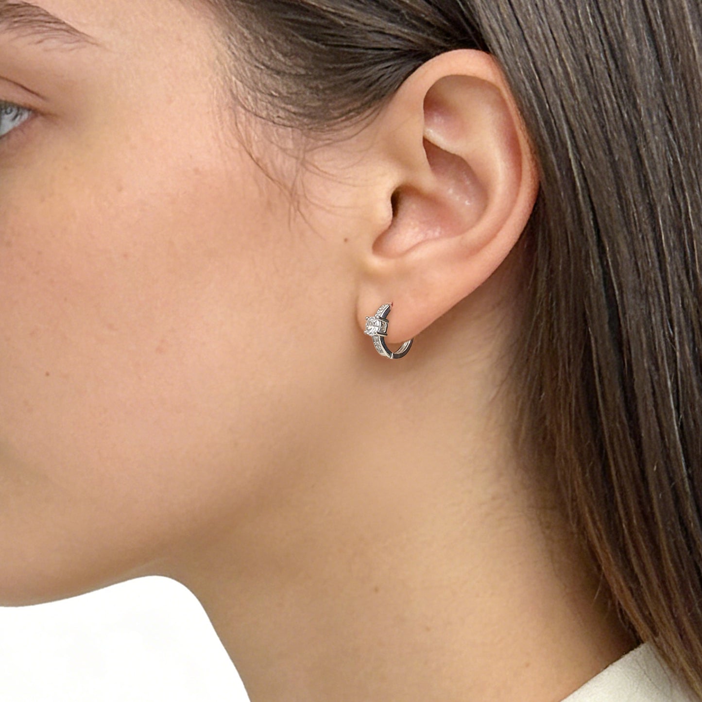 Trendy Clip Simple Bone Female Zircon Earrings