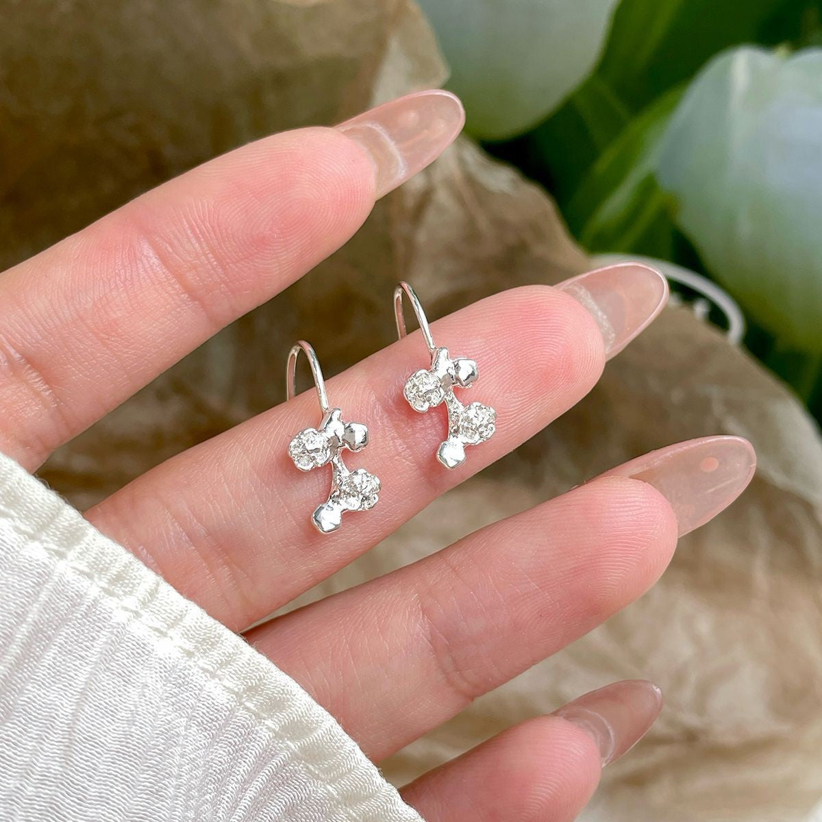 Women's Pur Bow Sier Needle Small Sweet Rings