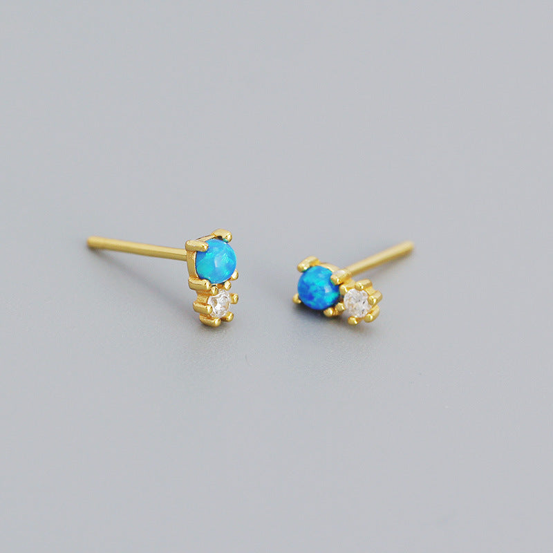 Women's Minimalist Opal Sier Geometric Diamond Synthetic Earrings