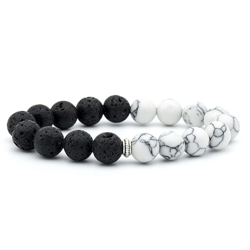 Handmade Beaded High Elasticity Black White Bracelets