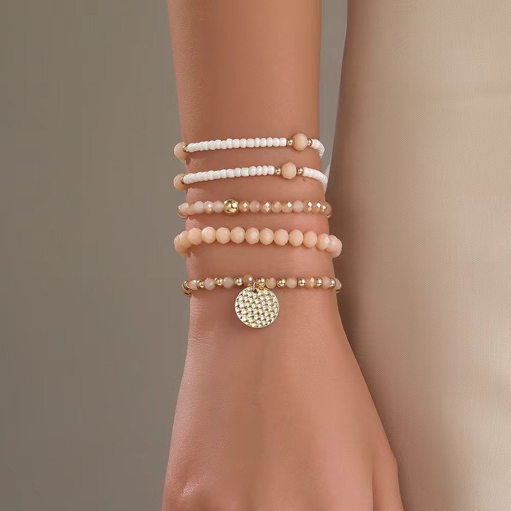 Trendy Women's Bohemian Turquoise Acrylic Twin Bracelet