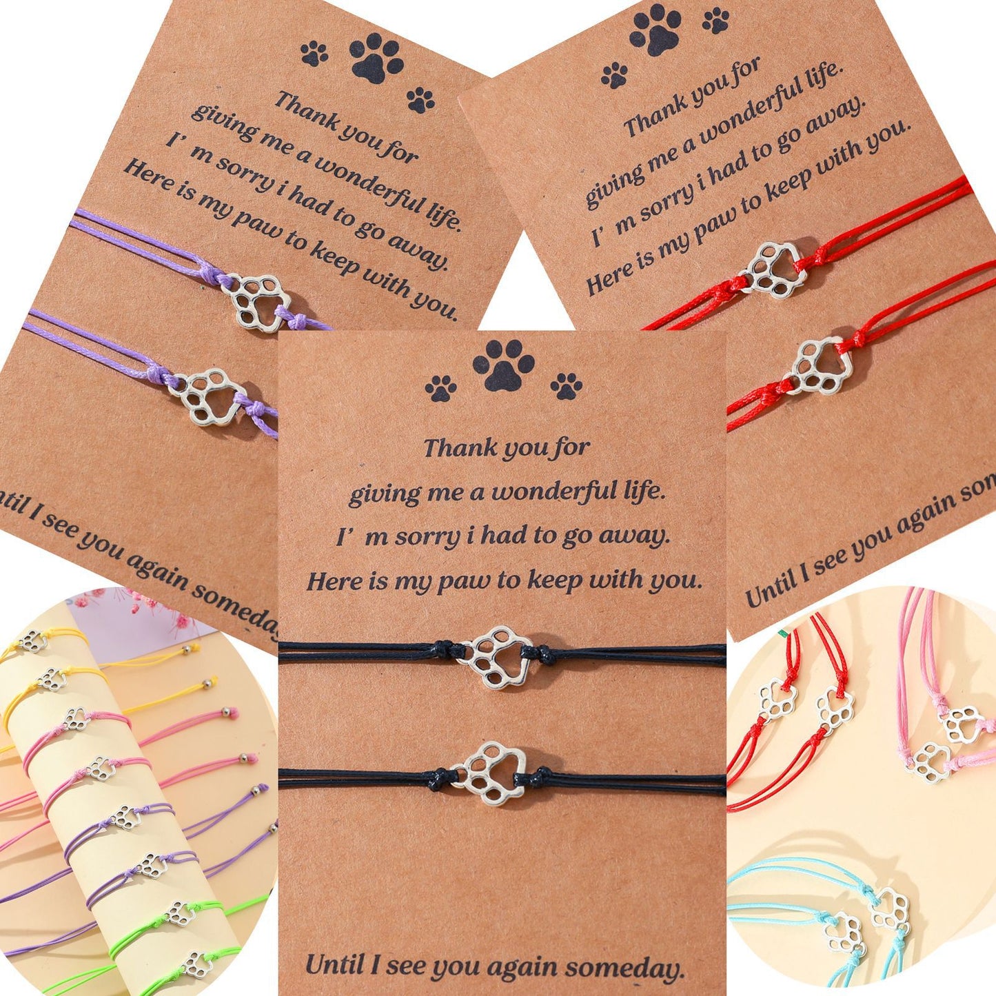 Creative Line Cat's Paw Mark Hand-woven Blessing Friendship Bracelets