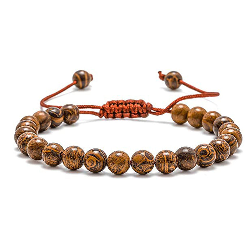 White Turquoise Woven Tigereye Lava Stone Bracelet