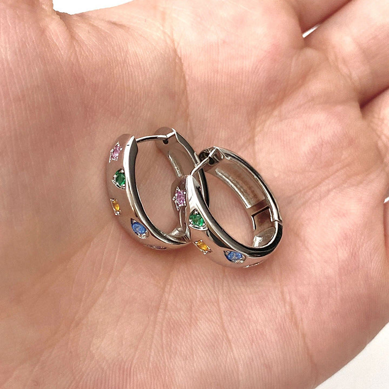 Color Zirconium Clip Female Light Luxury Minority Upon Ear Buckle