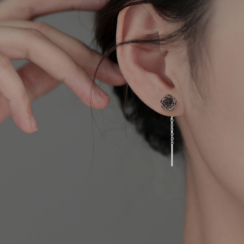 Transparent Colorful Rose Simple Niche Commuter Style Temperamental Lady Gentle Stud Earrings