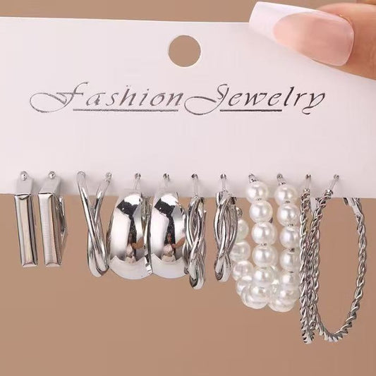 Metal Ear Square Geometric Hepburn Style Personality Rings