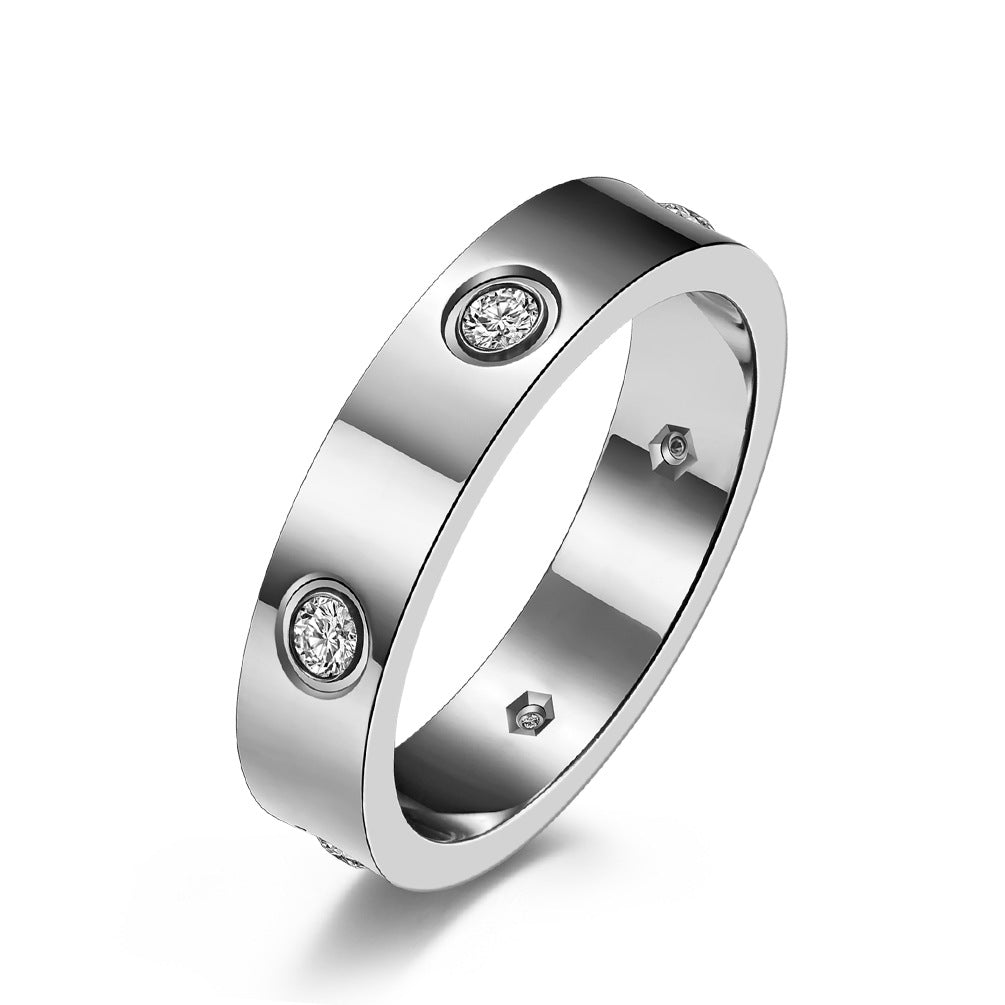 Steel Diamond Couple Male Female Trendy Rings