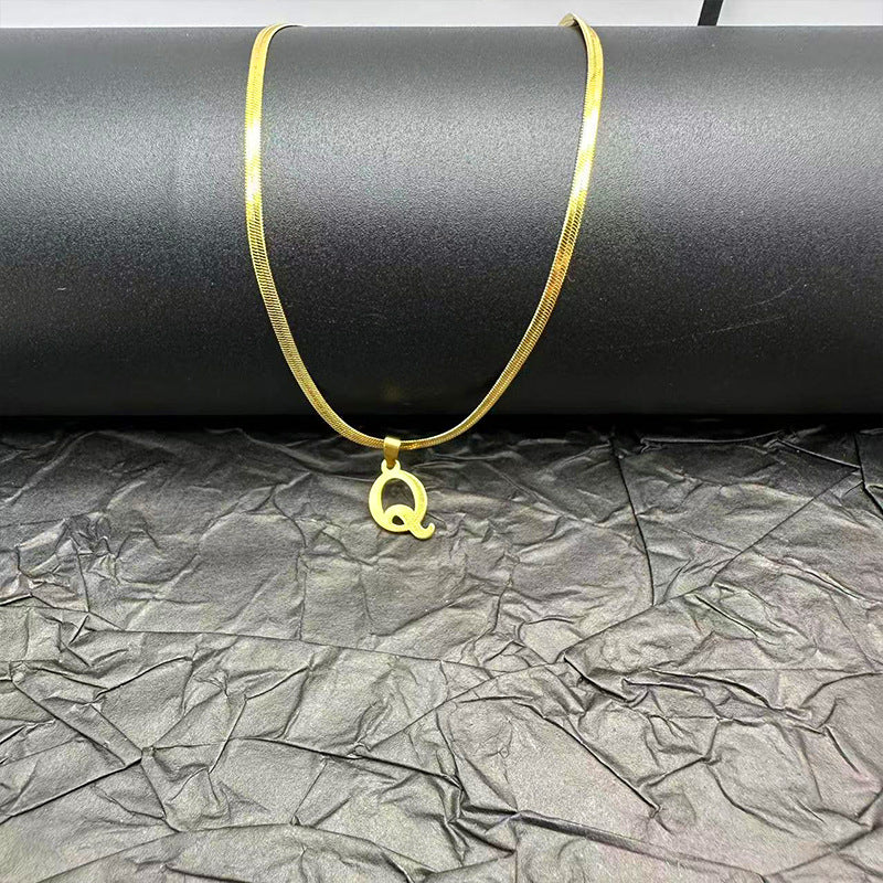 Letter Blade Chain Stainless Steel Material Necklaces