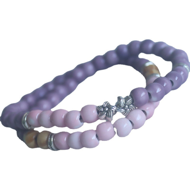 Ceramic Fresh Small Beads Two-circle Sisters Bracelet