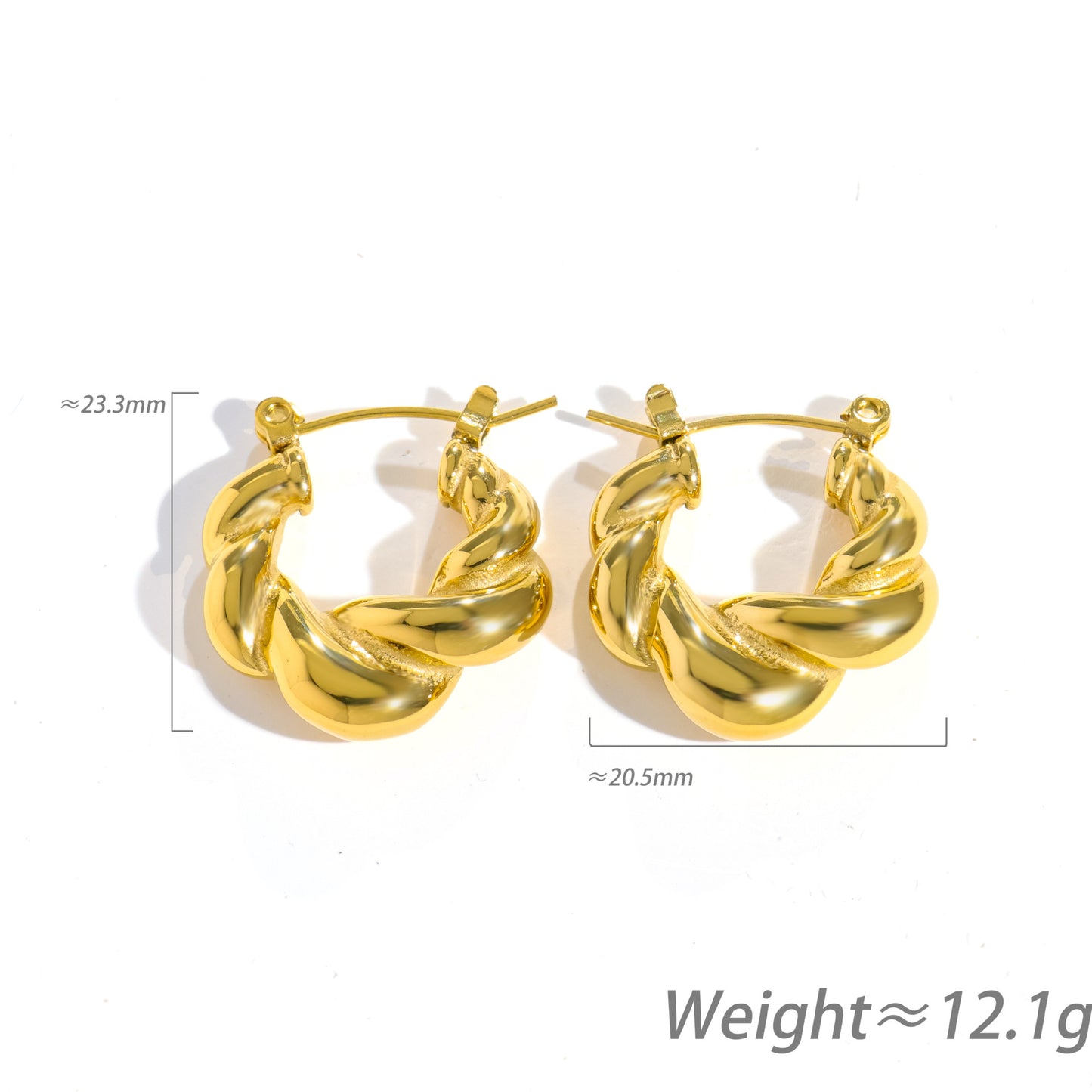 Women's Short Stout Twisted Gold-plated Stainless Steel Rings