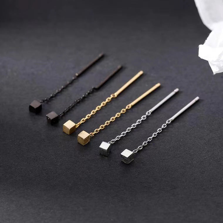 Sier Tassel Light Luxury Minority Square Design High Ear Line