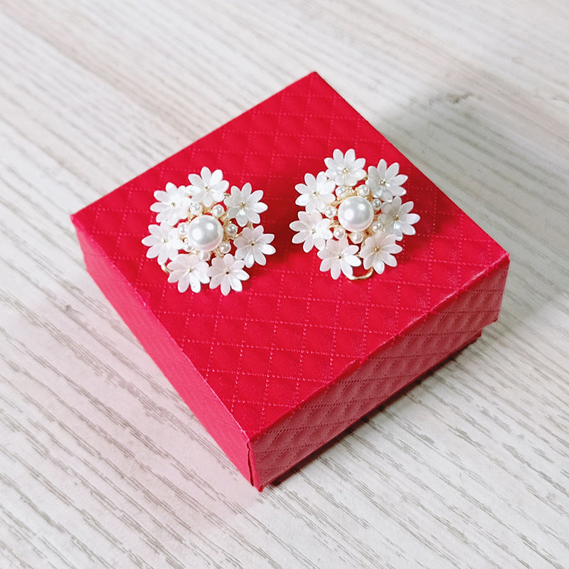 Flower Exaggerated Female Sweet Elegance Pearl Earrings