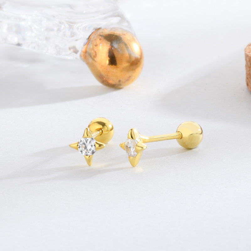 Women's Fungus Bone Nail Minimalist Star Twist Earrings