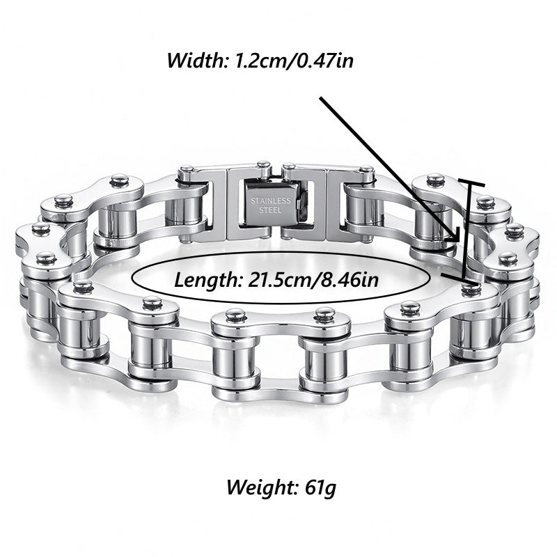 Men's Handmade Titanium Steel Bicycle Chain Hip Hop Motorcycle Trendy Bracelet