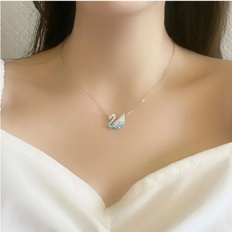 Red Pink White Black Swan Female Cymbal Clavicle Necklace