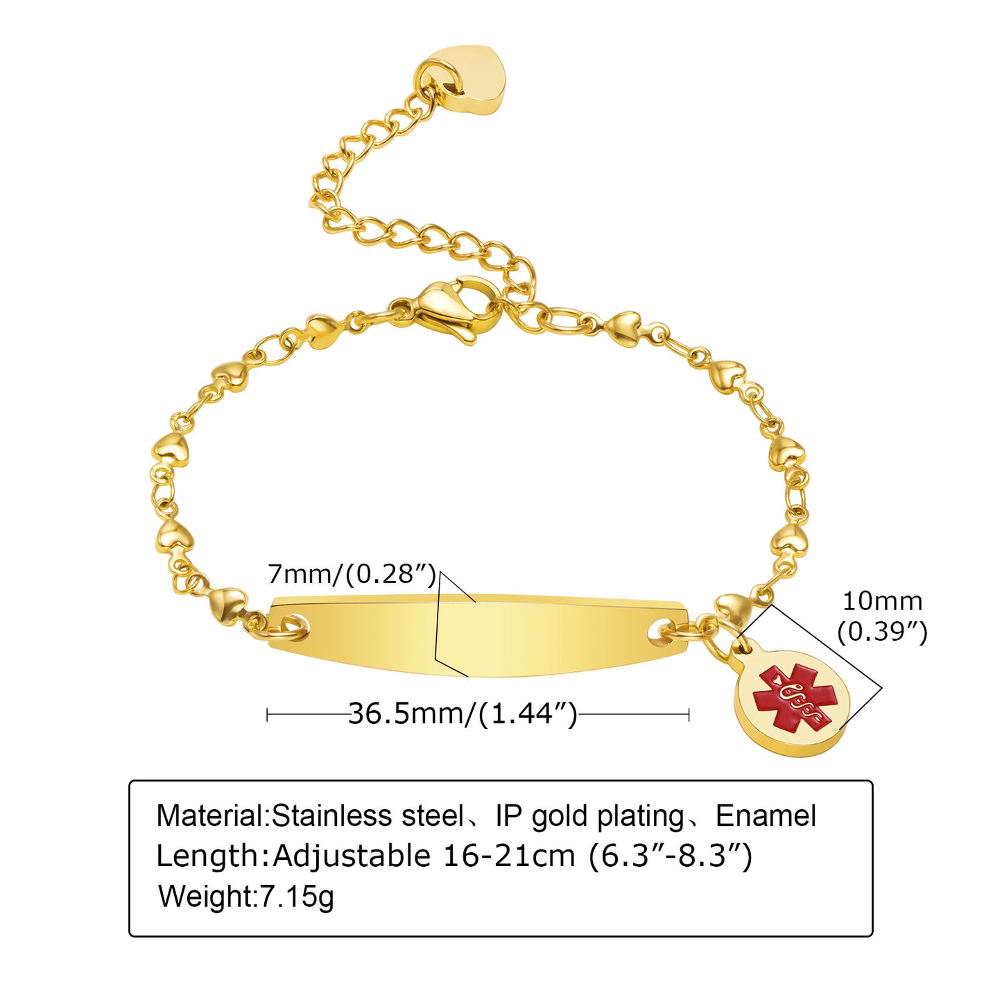 Women's & Children's Steel Curved Brace Lace Twist Chain Gold Bracelets