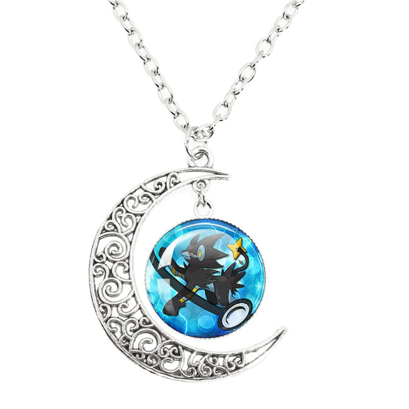 Anime Alloy Moon Time Gem Cabochon Necklaces