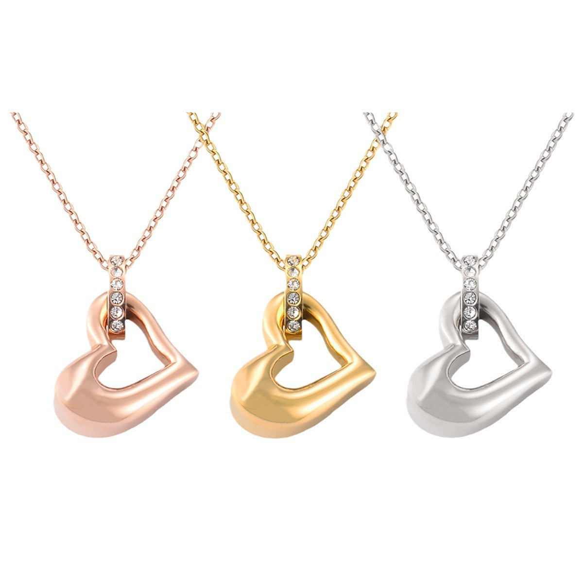 Stainless Steel Fashion Style Hollow Heart-shaped Necklaces