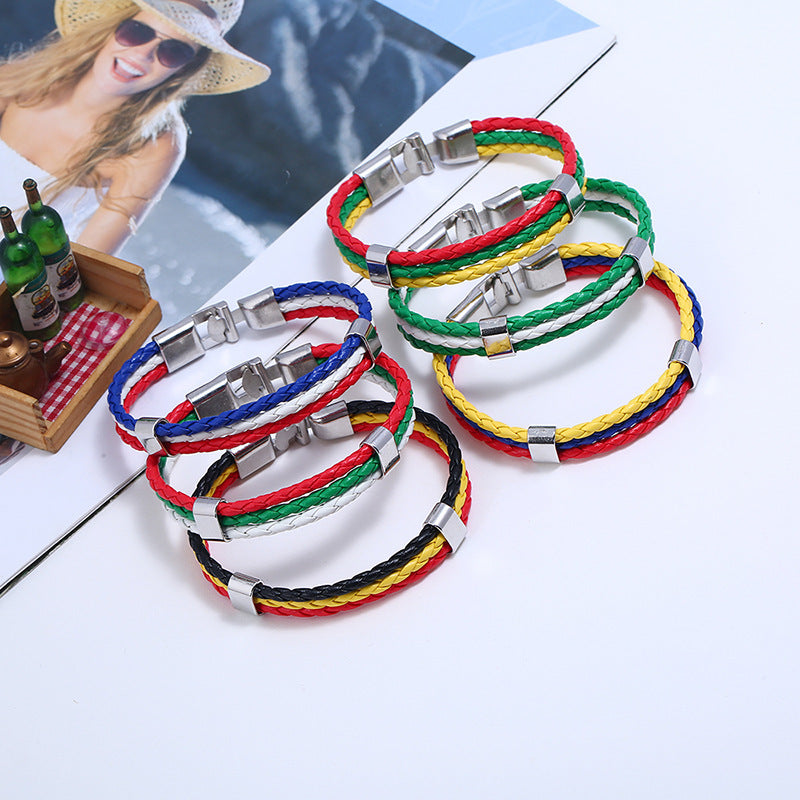 National Flag Color Leather Simple World Cup Country Bracelets