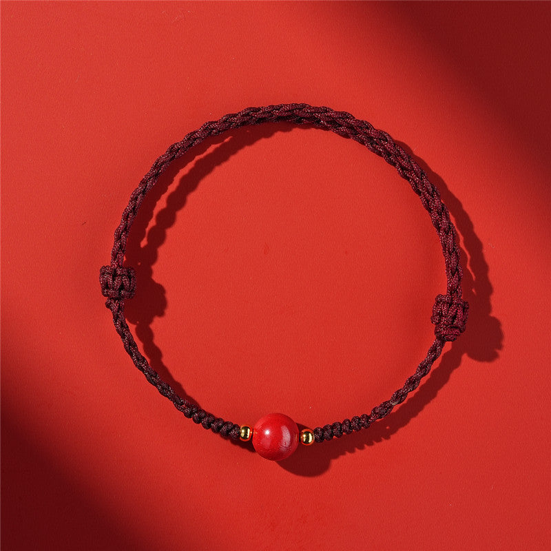 Life Red Rope Woven Cinnabar Jade Ethnic Style Advanced Bracelets