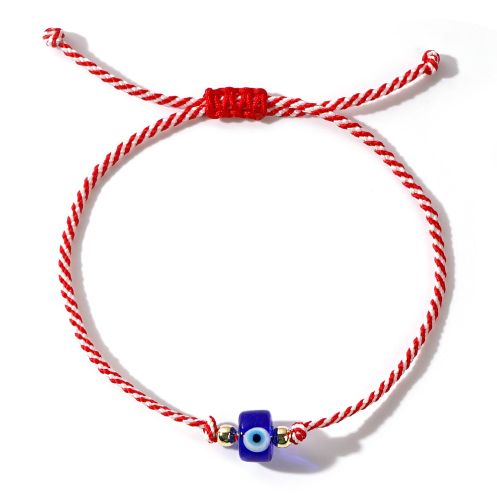Women's & Men's Glass Devil's Eye Woven Hand Strap Adjustable Red Rope Bracelet