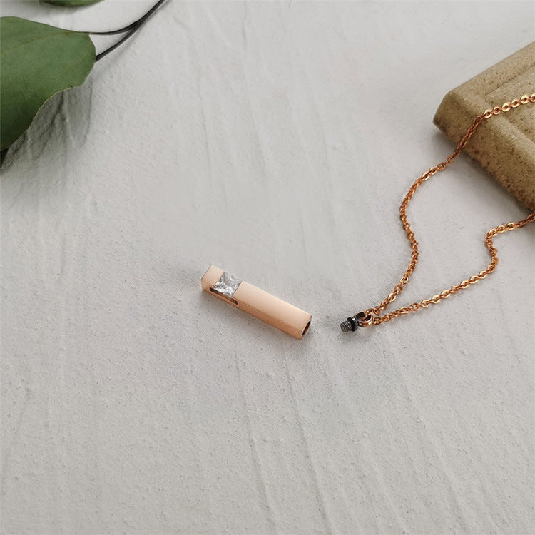 Steel Elegant Geometric Commemorative Birthday Stone Necklaces