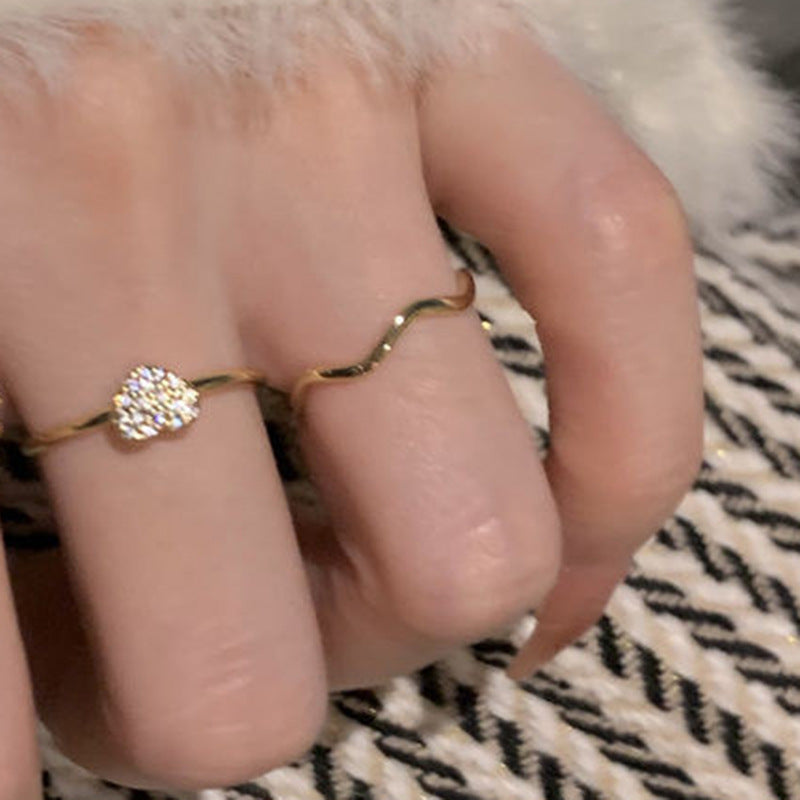 Simple Wave Curve Twin Fine Gold Little Finger Knuckle Titanium Bracelets