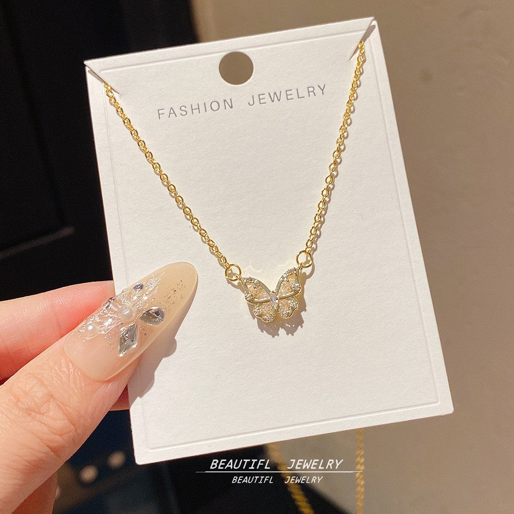 Women's Minority Simple Fashionable Elegant Zircon Clavicle Chain Titanium Steel Accessory Necklace