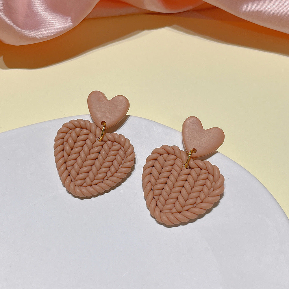 Women's Creative Weaving Polymer Clay French Minority High-grade Stud Earrings