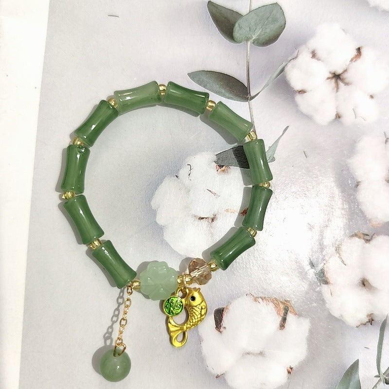 Aventurine Peace Buckle Bamboo Fresh Chinese Style Clover Bracelets