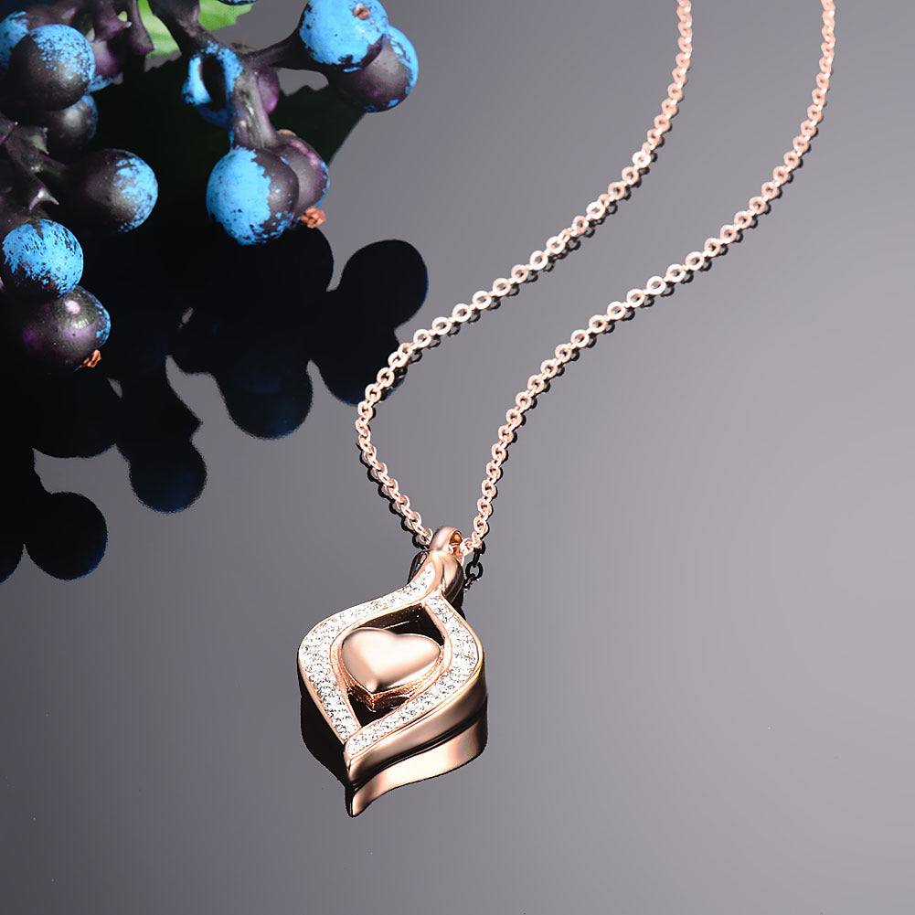 Heart Shape With Diamond Stainless Steel Perfume Bottle Pendants