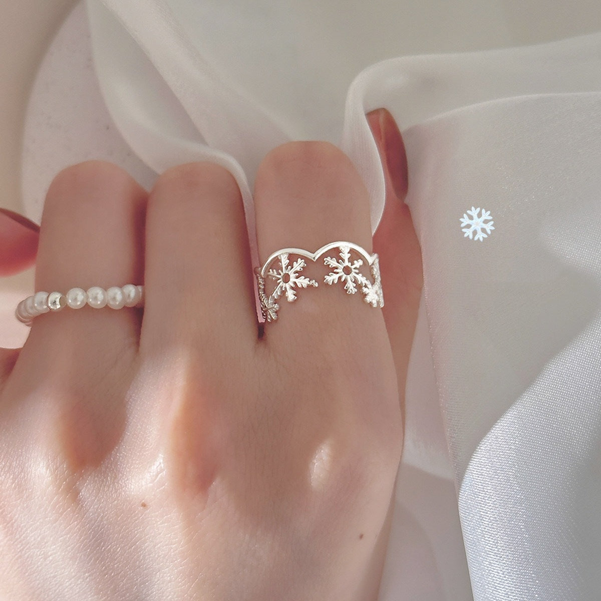 Temperament Snowflake Female Style Niche Design Stylish Opening Exquisite Ring