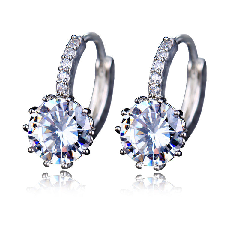 Korean Fashion Round Diamond Zircon Female Temperament Personality Simple Earrings