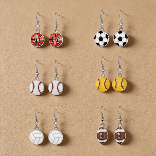Alloy Dripping Oil Ear Hook Style Personality Commemorative Gift Football Earrings