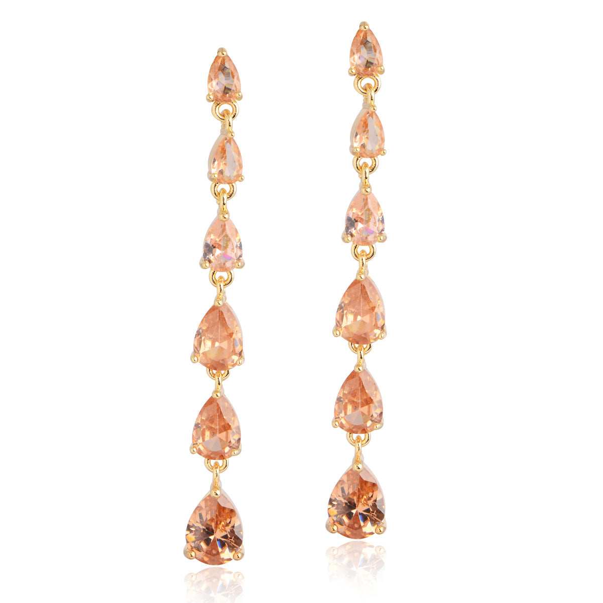 Zircon Water Drop Electroplated Sier Needle Simple Earrings