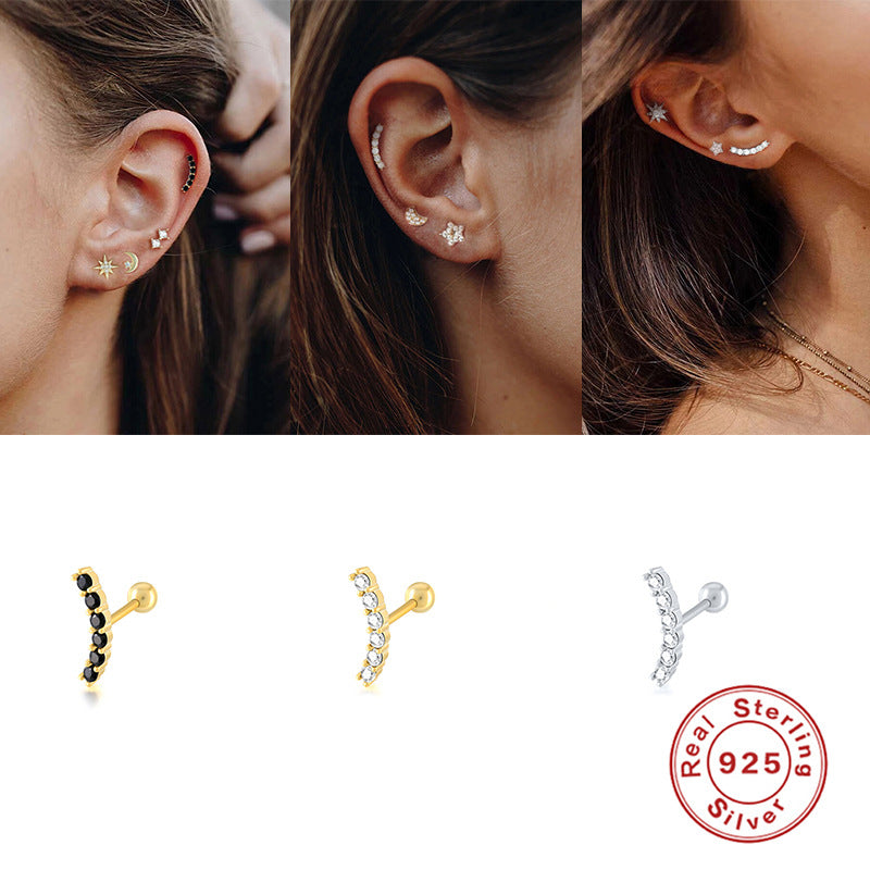 Sier Single Thread Piercing Ear Fashion Rings