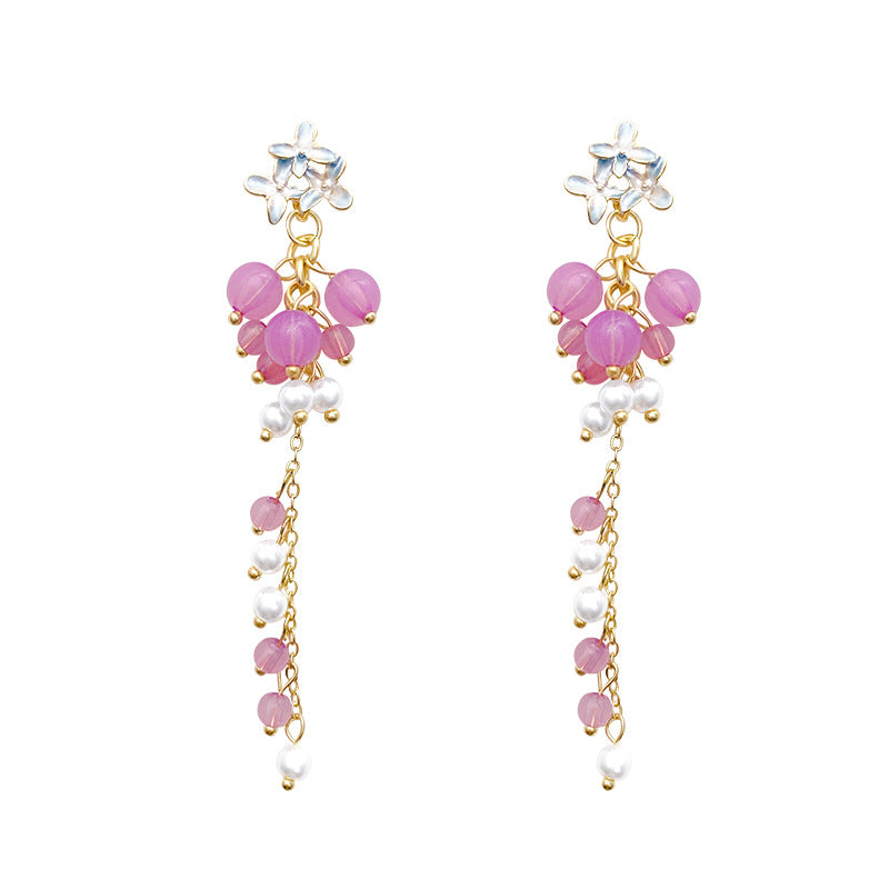 Women's Sier Needle Fresh Flower For Light Luxury Minority High-grade Pearl Stud Earrings