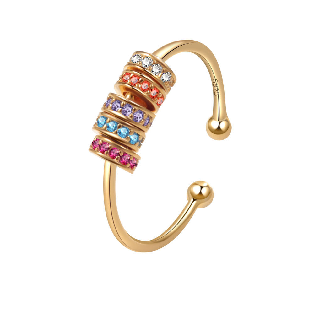Hot Color Rotating Beads Decompression Female Open Rings